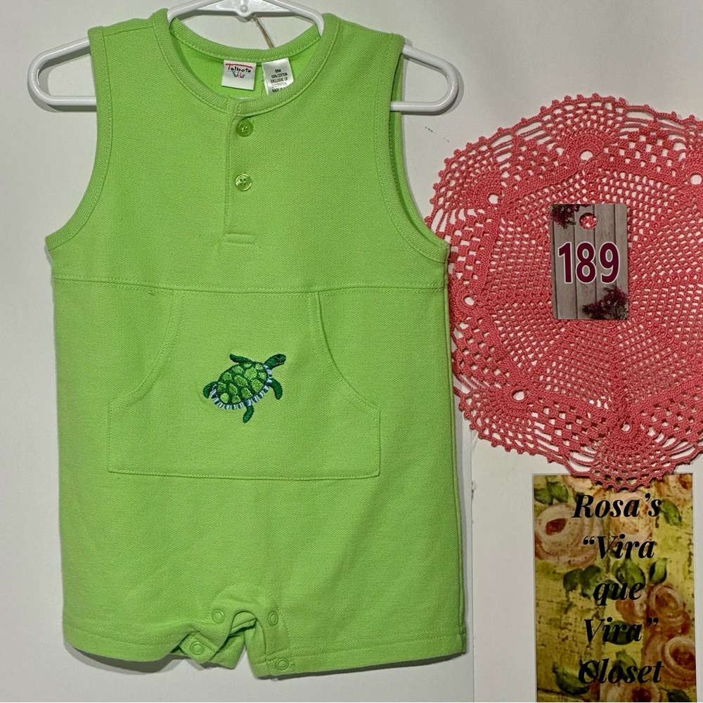 Talbots Kids NWT Green Turtle Sleeveless Jumper 6M - Picture 2 of 11